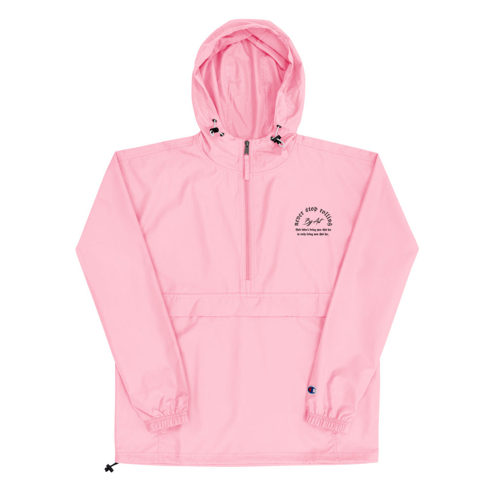 Embroidered Pink Champion Packable Jacket