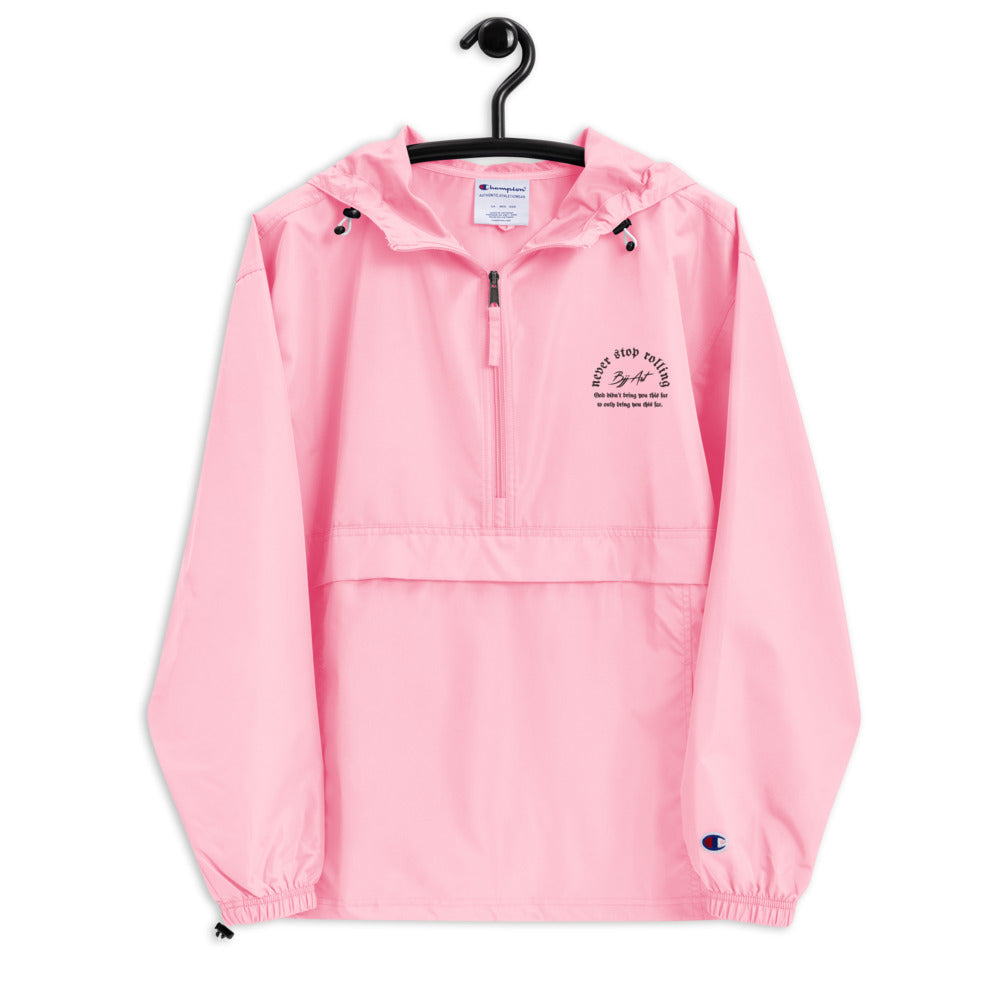 Embroidered Pink Champion Packable Jacket