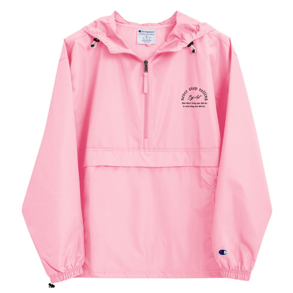 Embroidered Pink Champion Packable Jacket