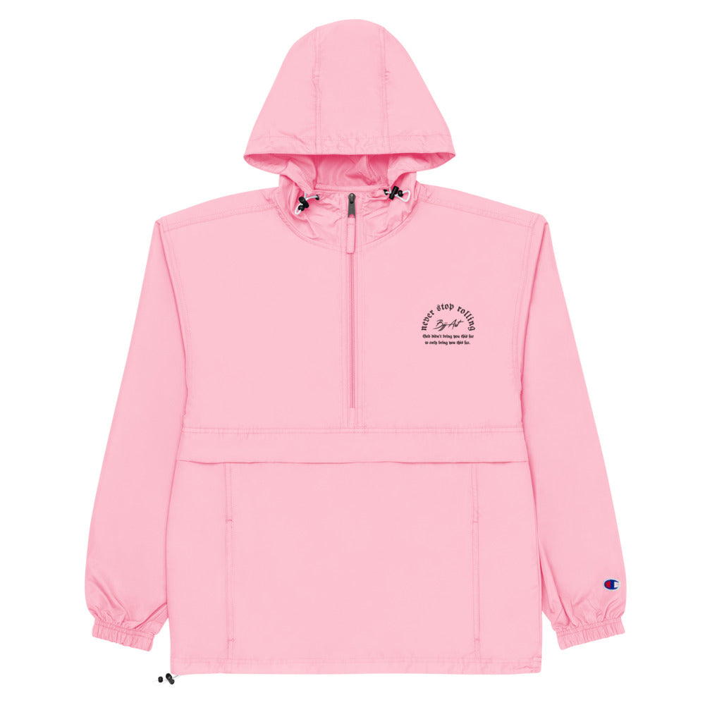 Embroidered Pink Champion Packable Jacket