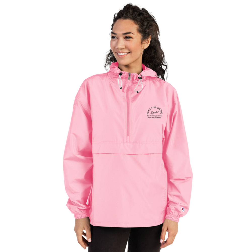 Embroidered Pink Champion Packable Jacket